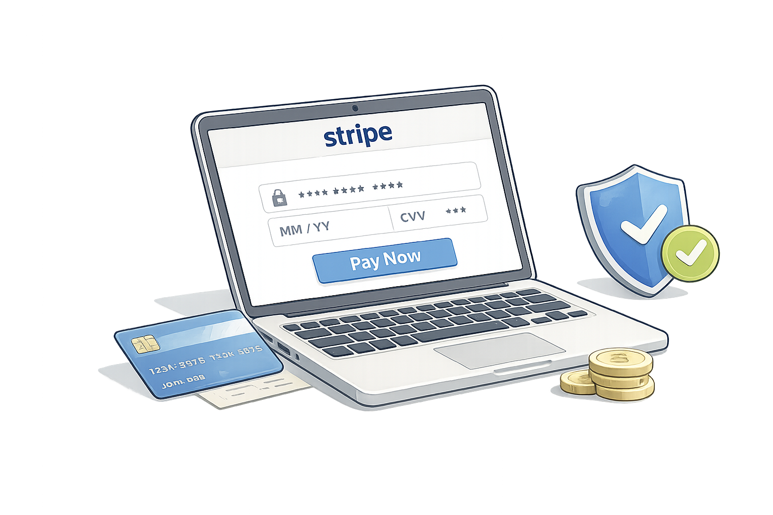 Credit card and shopping cart illustration for buying a used Autopen machine online